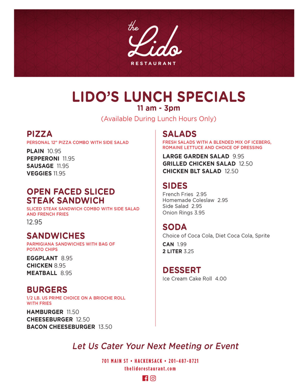 Takeout Menus The Lido Restaurant